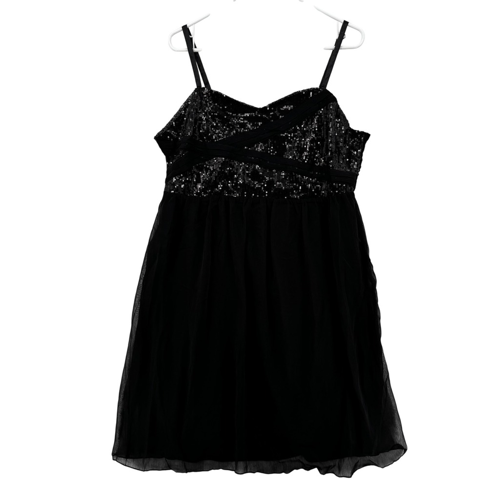 American Rag Cie Dress Womens 1X Black Sequin‎ Cocktail Party Chiffon  New